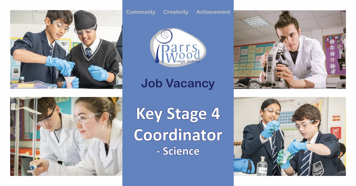 We are looking for a KS4 Coordinator - Science to join our Parrs Wood Community, visit our website to find out more and how to apply  buff.ly/3JcX6T1
Closing date: Monday 22nd May 2023

#teachingjobs #teachingvacancyuk #teachinginmanchester #ks4coordinator #scienceteacher