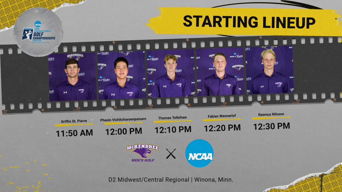 ⛳️🐾 | Here's your @McKBearcatGolf starting lineup in the opening round of the D2 Midwest/Central Regional hosted by Winona State! 📊 bit.ly/42sSIce