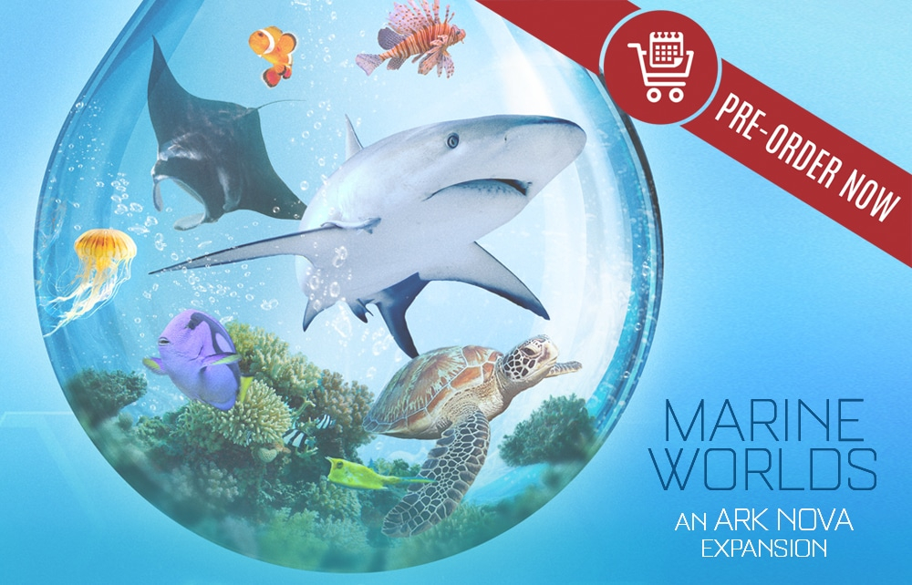 Capstone_Games's tweet photo. The first big-box expansion for #ArkNova is coming soon! 🐬 Ark Nova: Marine Worlds adds sea animals to your zoo, along with the need to build aquariums. 

Learn more, and pre-order today!
https://t.co/nDOCQZ7FZE https://t.co/lpzLrNmWk4