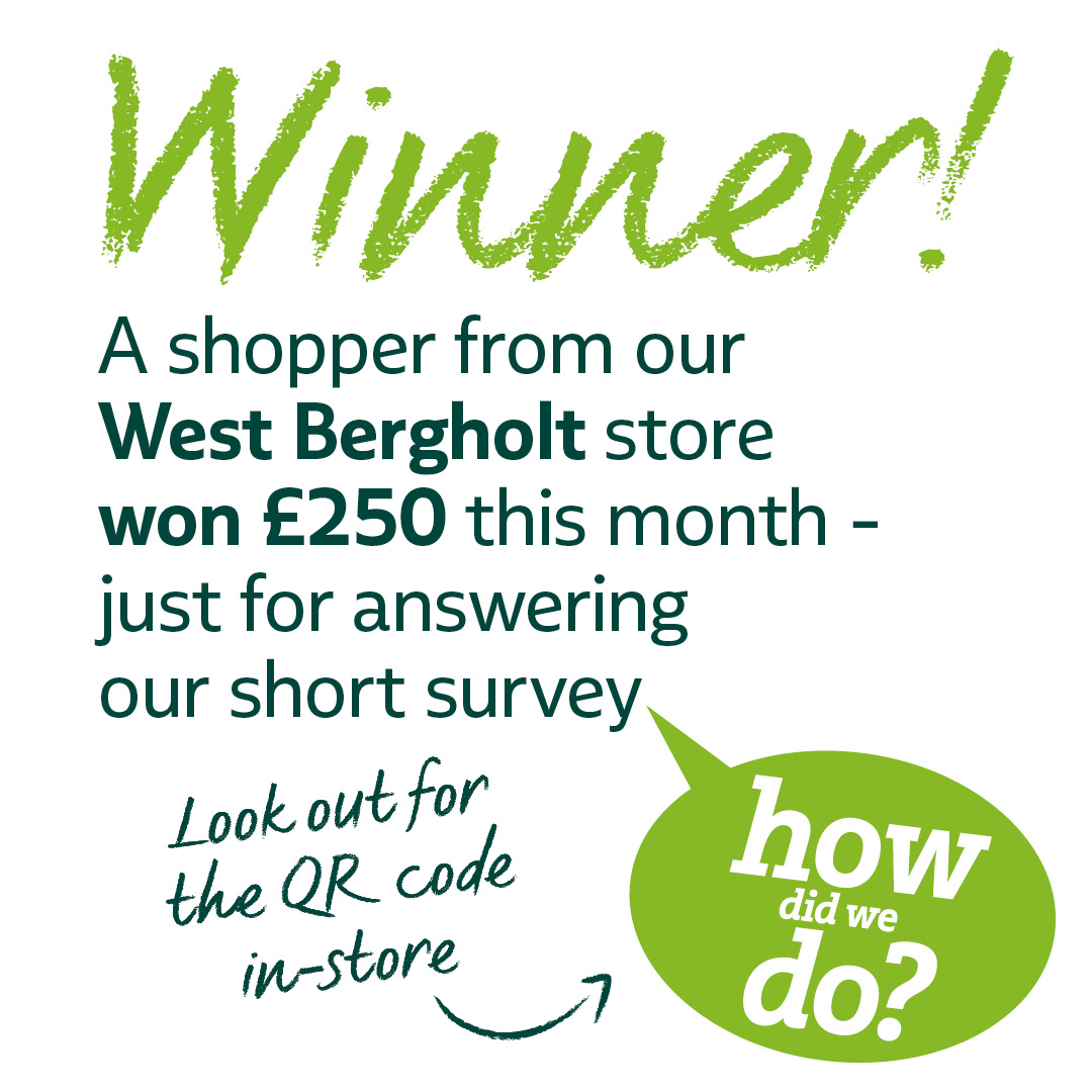 Will you be our next lucky winner? Fill in our survey when you next pop in to be in with a chance! Just scan the QR code in-store.