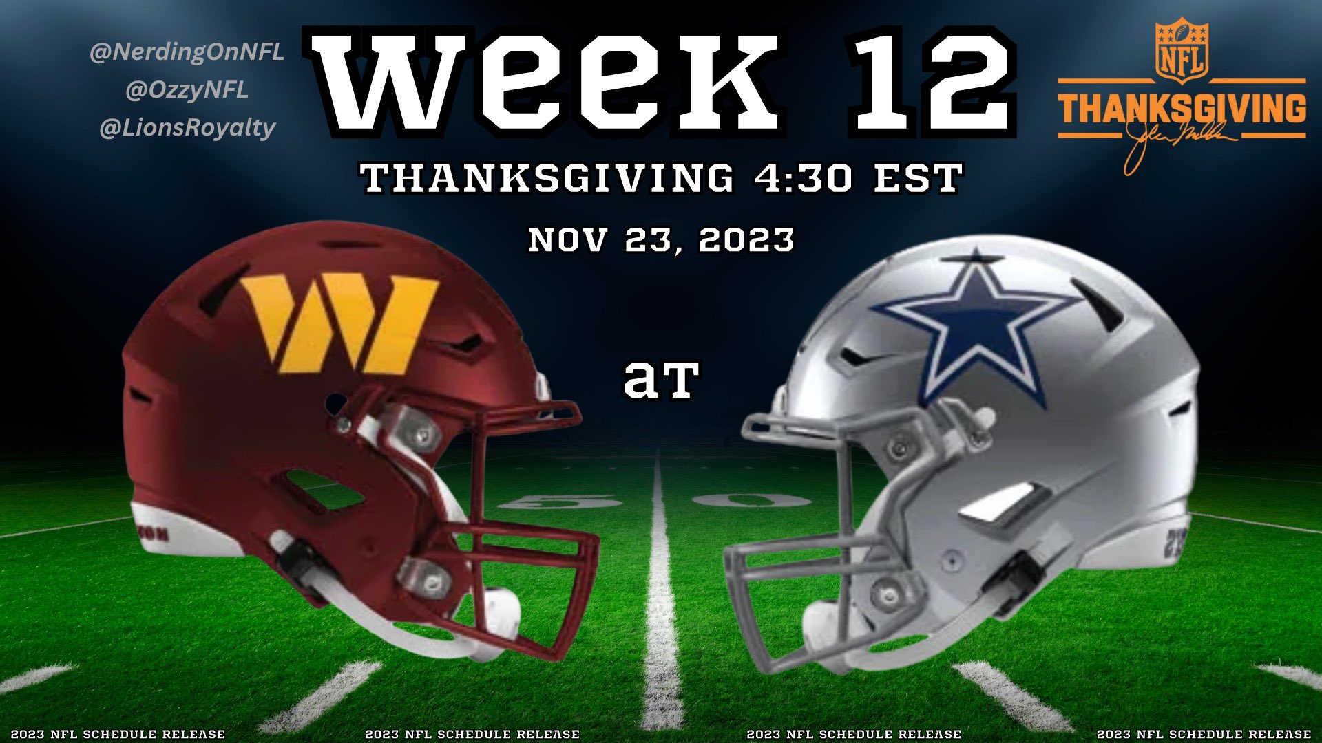 NFL Nerd on X: 'NFL SCHEDULE LEAK Commanders at Cowboys - Week 12  Thanksgiving (Nov 23)  / X