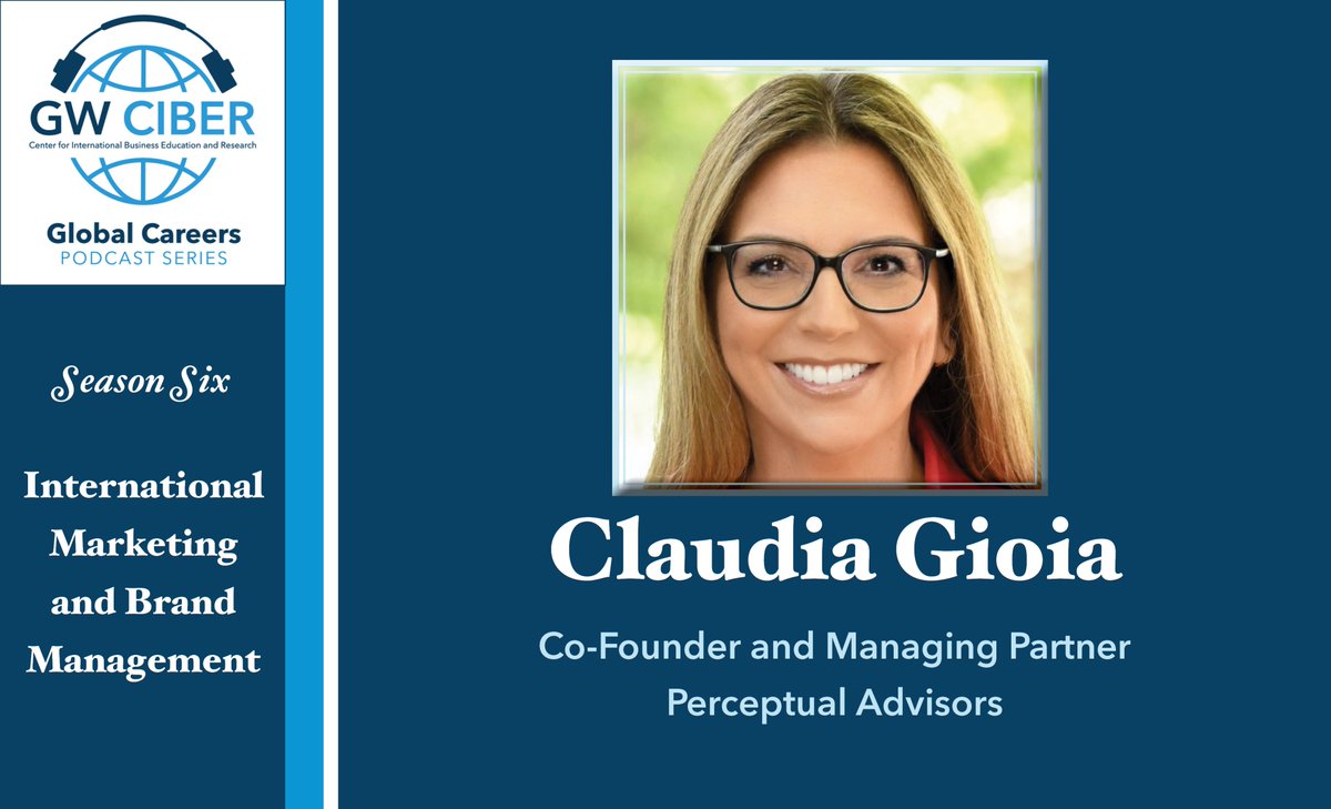 Today’s podcast guest is Claudia Gioia from Perceptual Advisors - an award-winning global PR and communications professional.
Listen: bit.ly/IMBM-ClaudiaGi…

<a href="/StacieBerdan/">Stacie Berdan</a> <a href="/gioia_claudia/">Claudia Gioia</a> <a href="/GWSBFowler/">F. David Fowler Career Center</a>
<a href="/gwbusiness/">The GW School of Business</a> <a href="/GoGlobalED/">GoGlobalED</a> <a href="/AnnaHHelm/">Anna H. Helm</a>
<a href="/gwUBA/">GW UBA</a> <a href="/GWMBAA/">GW MBA Association</a> <a href="/GWWIB/">GW Women In Business</a>