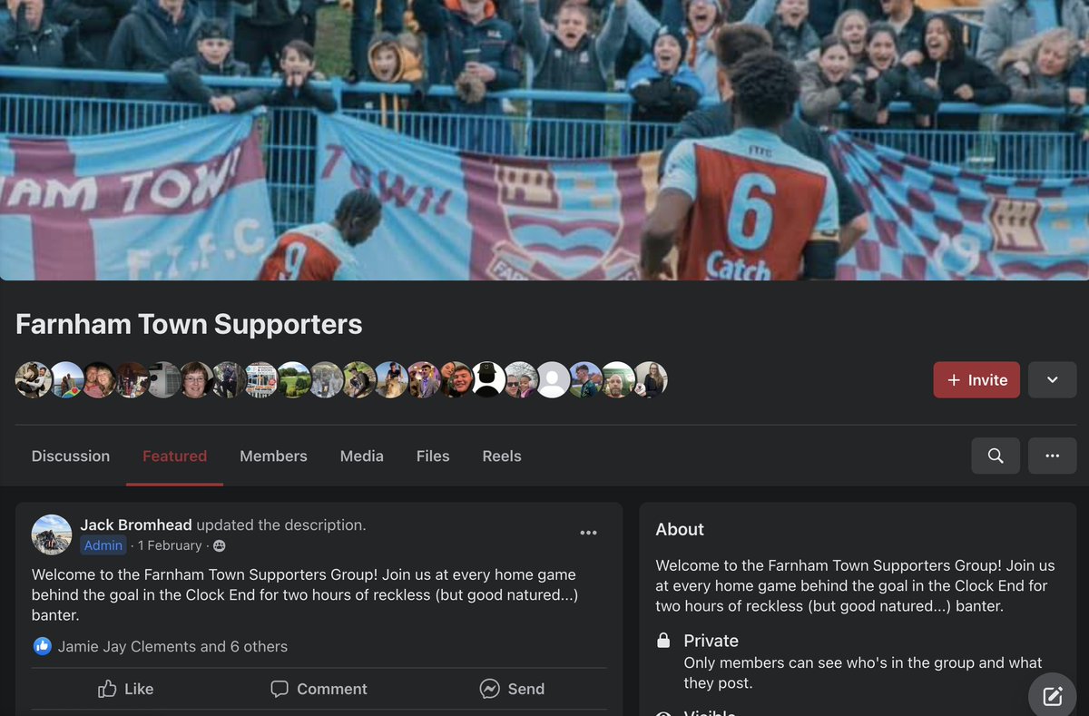 Inspired after last night's win to become a Farnham Town regular? 

Well, there's over 300 Farnham fans in our "unofficial" Supporters Facebook Group. <a href="/clockendfarnham/">ClockEnders</a> 

Lots of exclusive club information goes into this group before Twitter.

Request to join the group here: