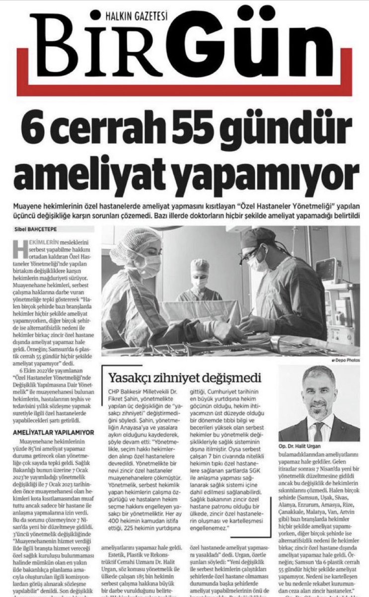 Sağlık bakanlığı çıkardığı yönetmelikle ruhsatlı muayenehanemde ameliyat yapamıyorum. <a href="/SbhttnAydin/">Sabahattin Aydın</a> <a href="/drfahrettinkoca/">Dr. Fahrettin Koca</a> #hekimlerneredeameliyatyapacak