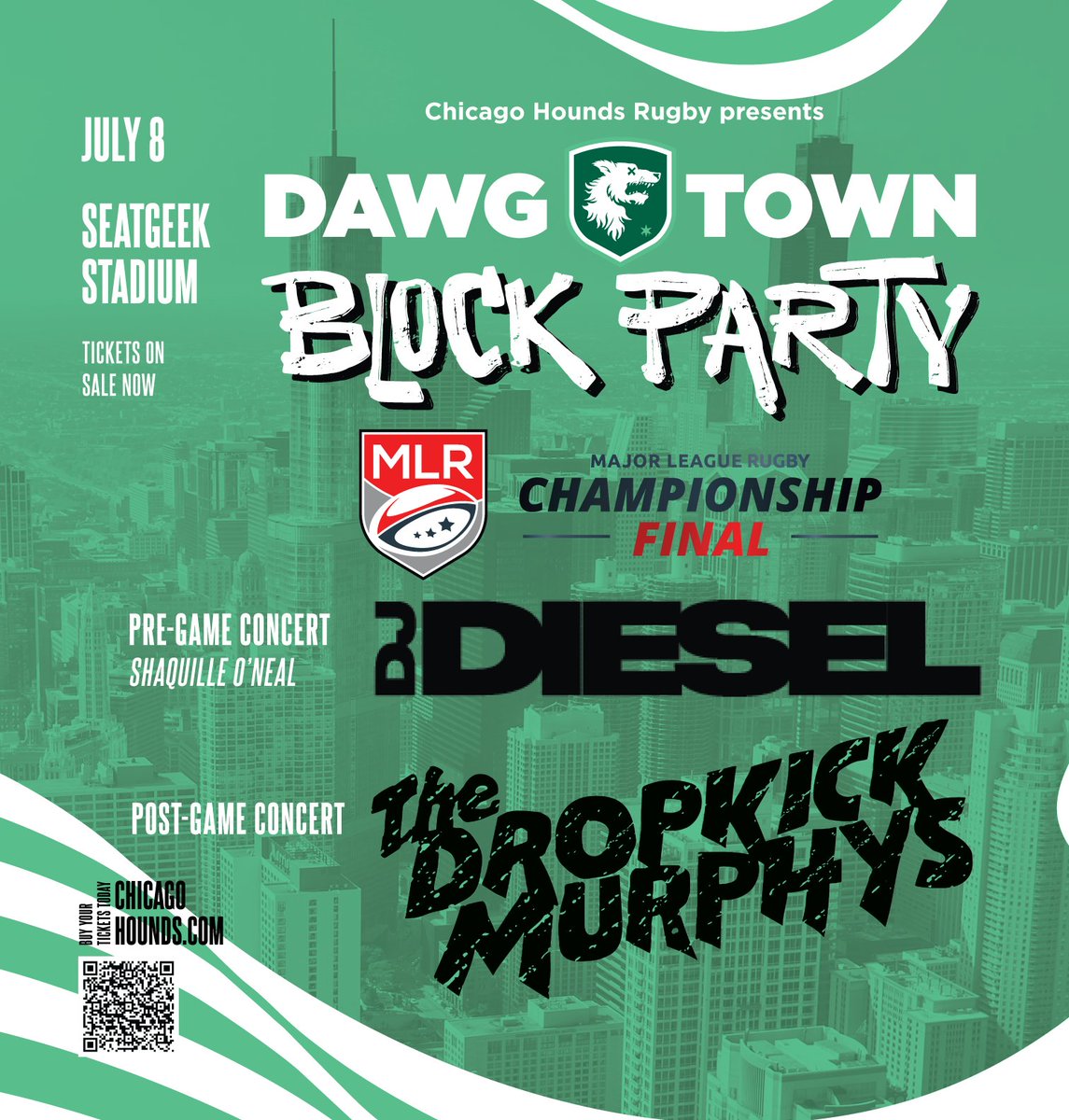 HoundsChicago's tweet photo. DAWG TOWN BLOCK PARTY

MLR Championship Final ✅
DJ Diesel ✅
Dropkick Murphys✅

Get tickets today to the biggest rugby party America has ever seen: https://t.co/vjH8D86Yfr https://t.co/17osymS447