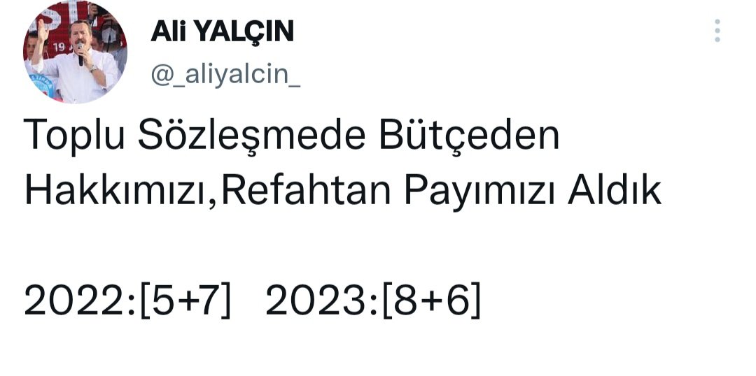 Arabadan mevzu açılsa;
"Tekerleği biz bulduk" diyecek bir cenah var karşımıza!

13 yıldır yoksulluk sınırının çok altında zam oranlarına imza atan kendileri degillermiş gibi de pişkinler!

Sizin başarınız 5+7 arkadaşlar.
Ateşi de siz bulmadınız..
Hatırlatayım.!
#memur 
#DolarTL