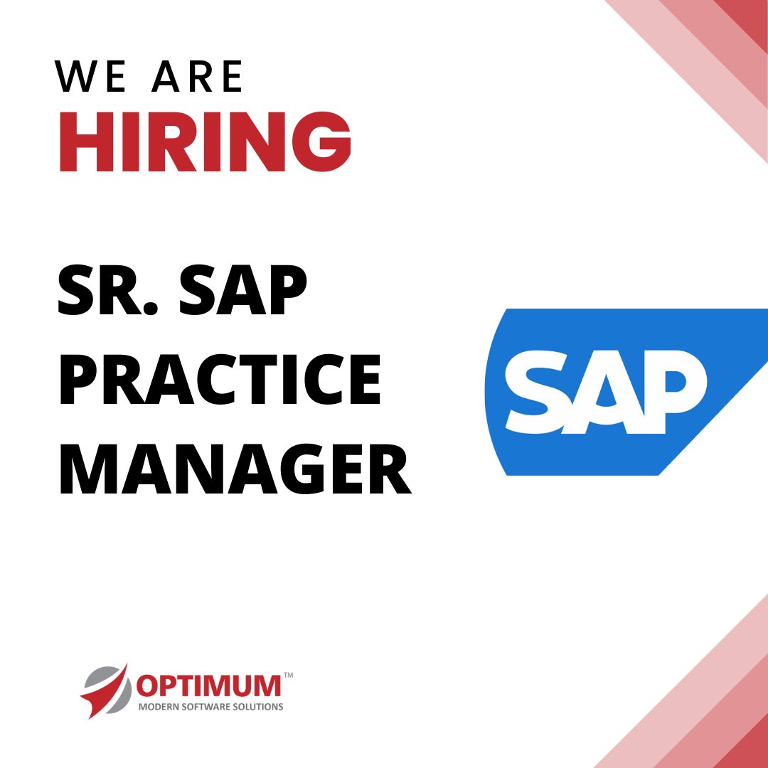 optimumcsllc's tweet image. Optimum is #hiring for a Sr. SAP Practice Manager.  Learn more about the job: buff.ly/3Mkliab
#saperp #sapcloud #sapconsultant