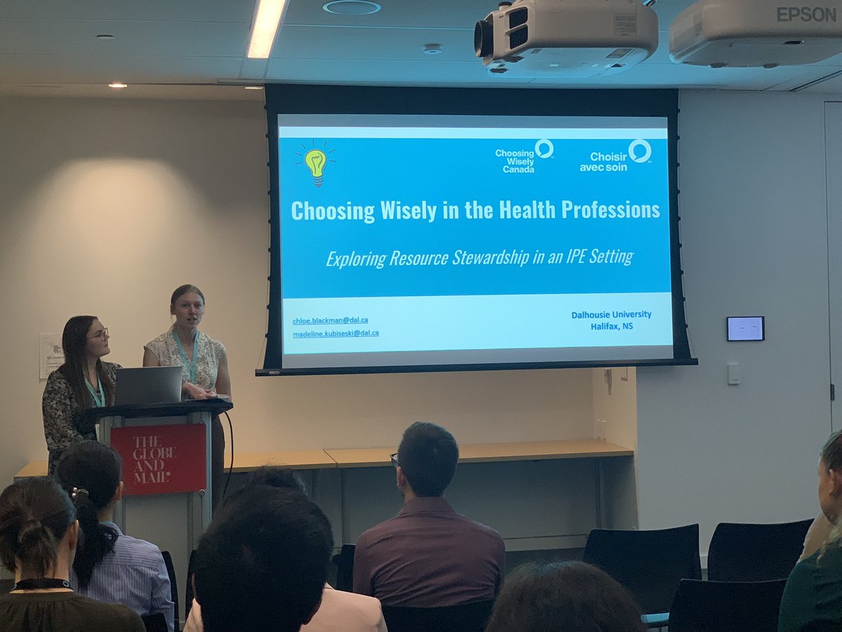 WKSilverstein's tweet photo. Next, @Chloe_Blackman and @MKubiseski showcase the @DalhousieU interprofessional health professions course, a 4 week course taught to 200 students from a diversity of professional backgrounds including medicine, nursing, SW and SLP, with nearly 88% recommending the course https://t.co/S3K6gluwA2