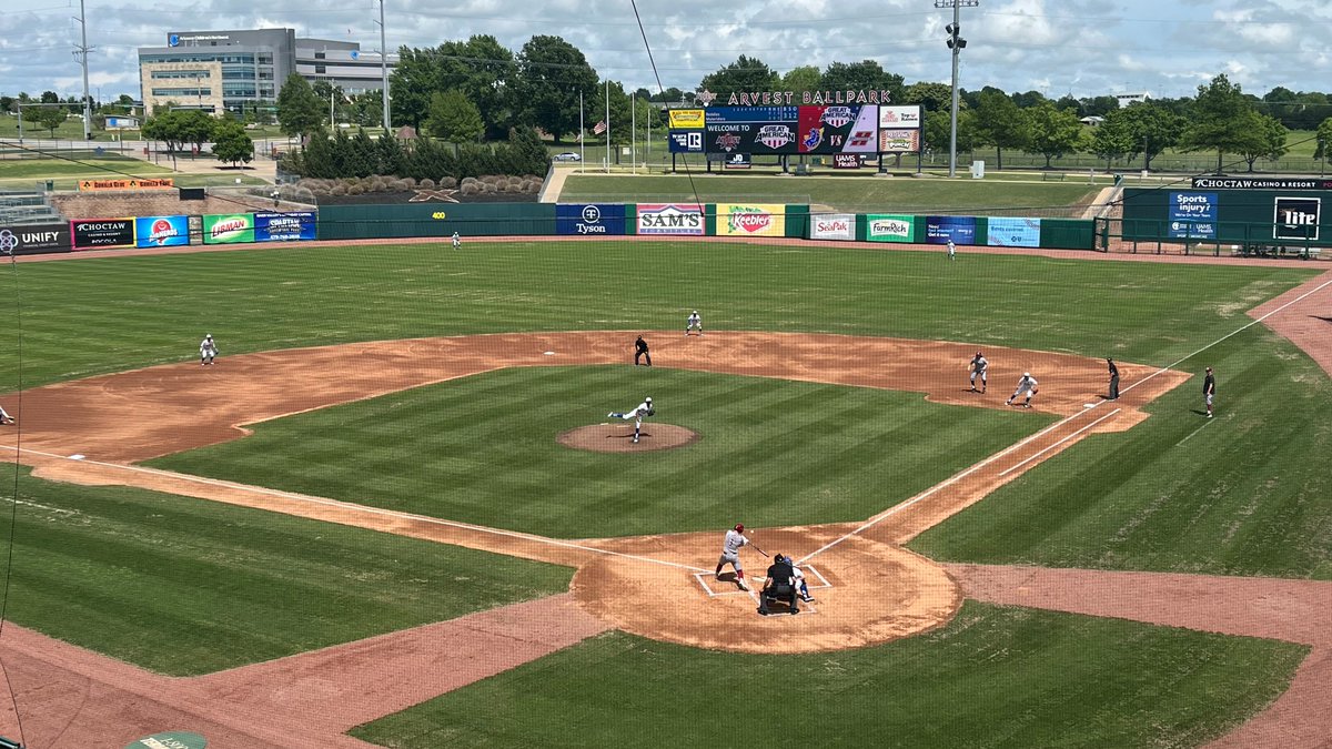 GACAthletics's tweet photo. View from the press box at the beautiful Arvest Ballpark as @MuleriderSports @SAUBaseball take on @ReddieSports @ReddieBaseball in game one of #theGAC ⚾️ Championship final round https://t.co/dijXaCuekN