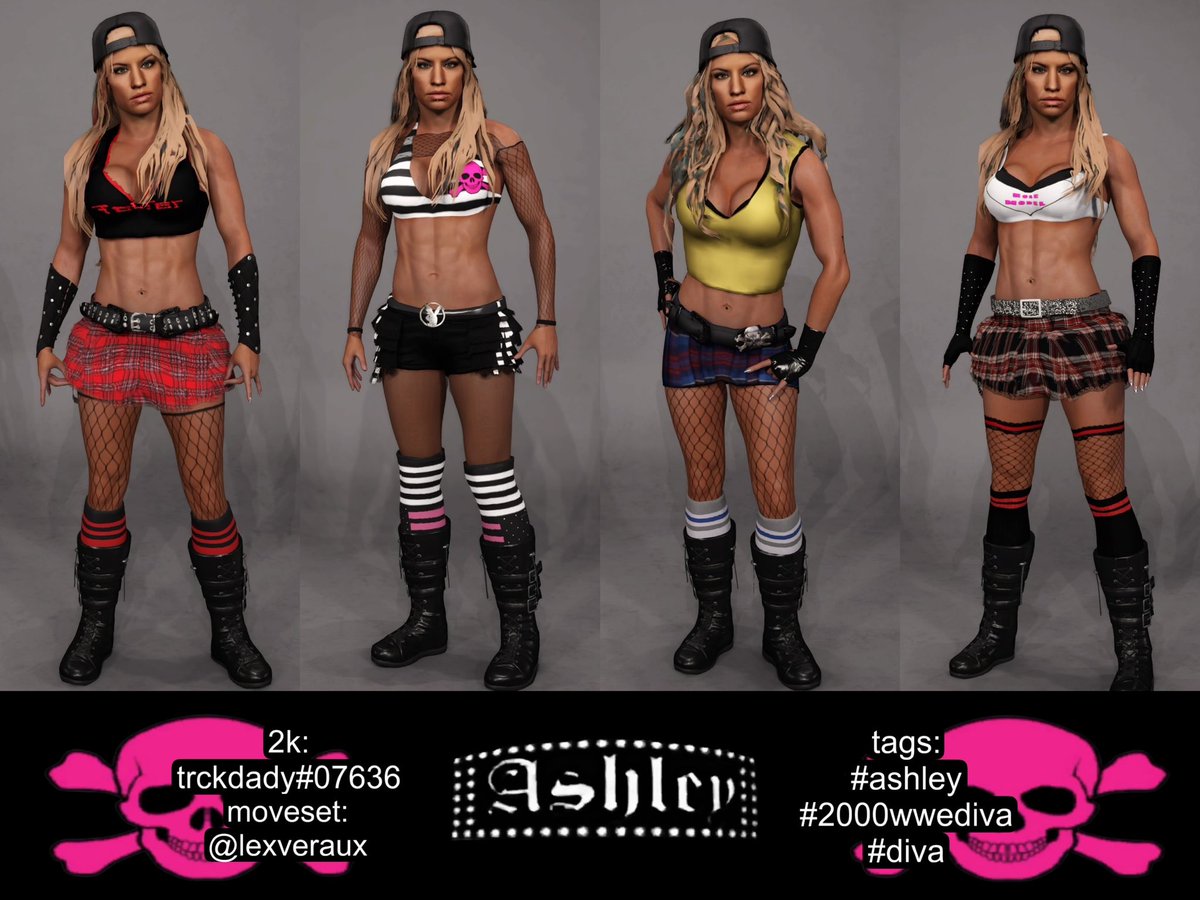 2000wwediva's tweet photo. The legendary Ashley Massaro is now available for download on #WWE2K23 
moveset: @lexveraux 
Enjoy!! ☠️💕
#RIPASHLEY 🕊️ https://t.co/LvflE8o793