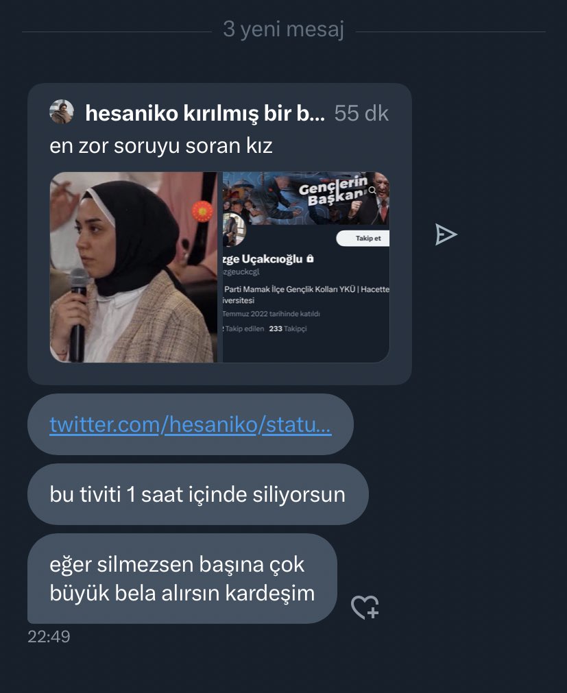 3 yeni mesaj