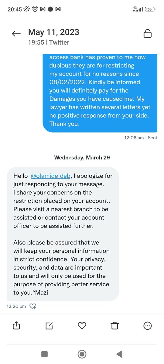 olamide_deb's tweet photo. Here is the same robotic or otherwise copy and paste message you have always been sending, what else is the rudiment of this issue? Can't you just state it? @accessbank_help @accessbank_help still holds the mantra of stealing people's fund. The world will know this. #Clowns https://t.co/2ssIeCbnnN