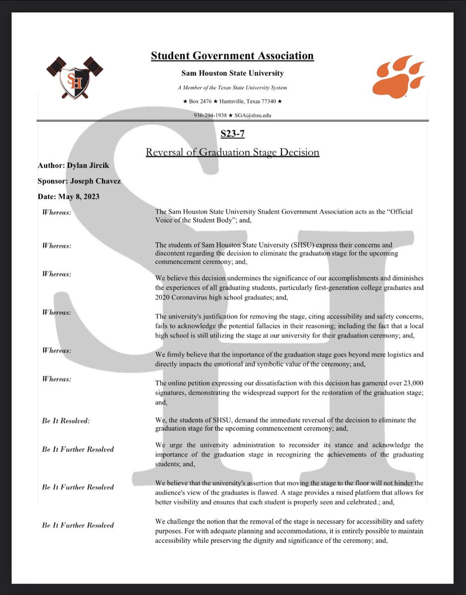 SHSU SGA tweet media