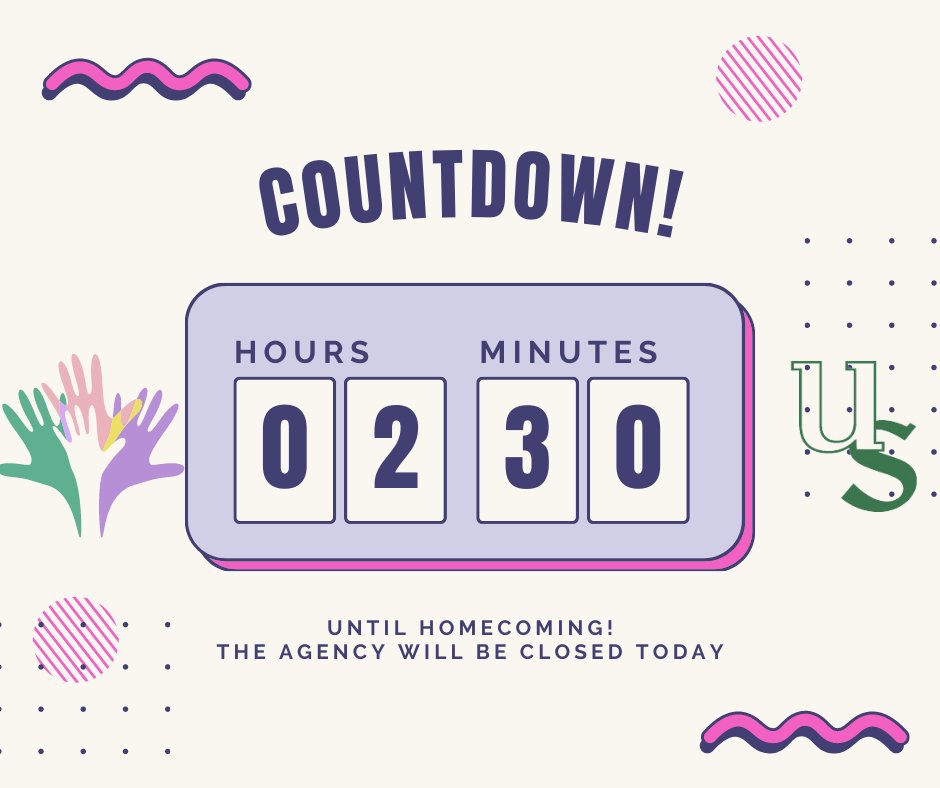 Our Homecoming Luncheon is today! You can still get last minute tickets so make sure to come. We can't wait to see you there!
Get your tickets here: lnkd.in/e9vca2qw
The agency is closed today for Homecoming.