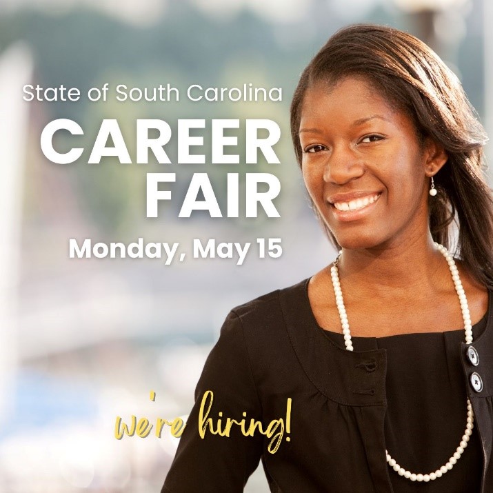 Looking for a career change? We’re hiring! Join us May 15 online or in-person in Columbia for the State of South Carolina Career Fair to learn about open positions and how to apply for them! Details and registration: bit.ly/scvcfmay23