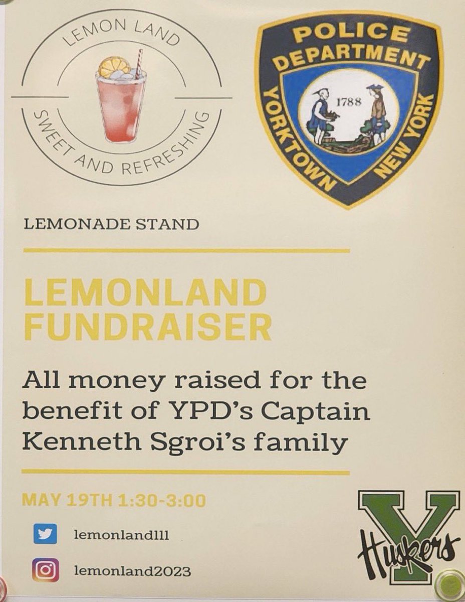May 19th 1:30, come buy and support Lemon Land in front of the high school!Let’s all help Captain Sgroi’s family during this challenging time.