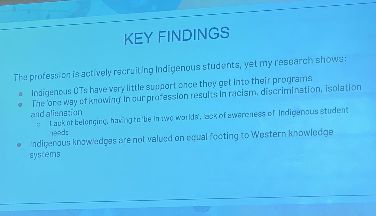 otsamantha's tweet photo. #CAOT2023 session with @angelaphenix @KJVal1 D. Starr, G. Peterson, K. Valavaara, K. Favel @curious_OT H. Smith
‘The profession is actively recruiting indigenous students yet there is little support offered &amp; indigenous knowledge not acknowledged on an equal footing’ @tarapride_ https://t.co/P87CAXwE6A