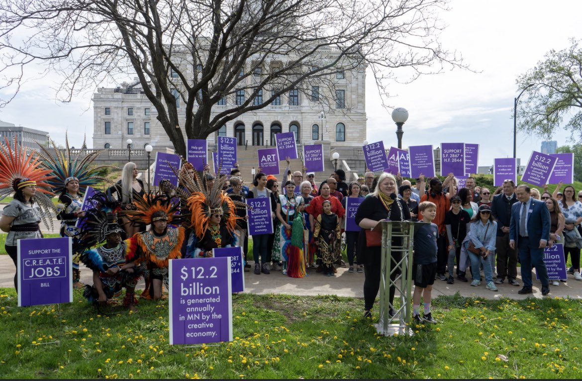 Thank you to the hundreds of people who came out to push for the passage of the CREATE Jobs Bill for one-time $190 million for the creative economy in MN!

It’s time to finish session strong and fund the arts and culture that is the bright light of our community!