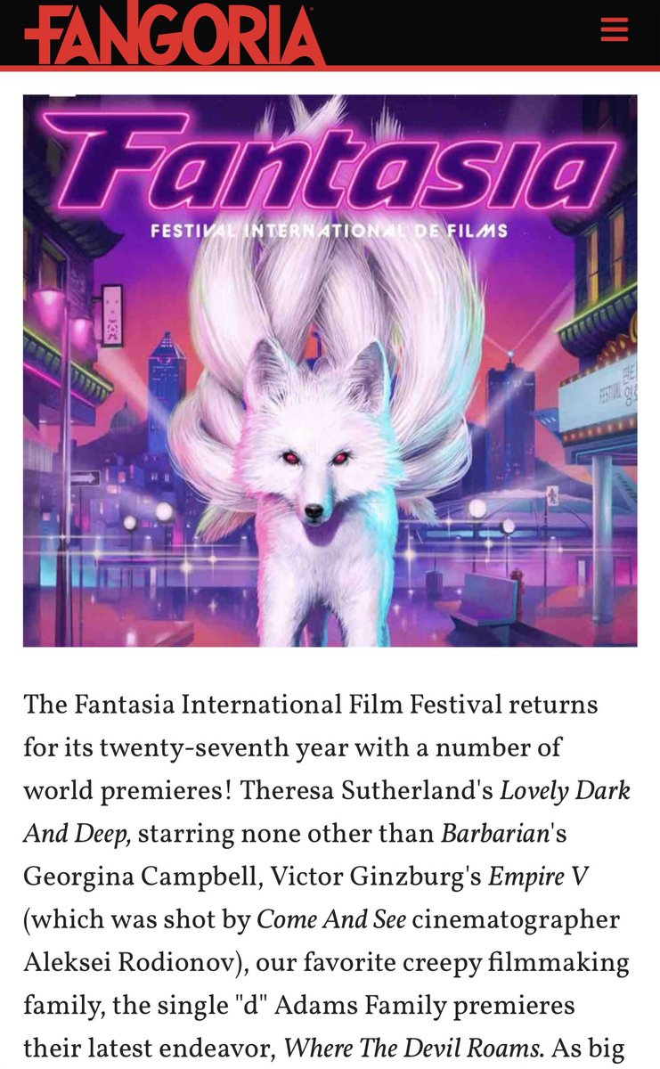 QWGmire's tweet photo. We are THRILLED to be premiering Lovely, Dark and Deep @FantasiaFest 
Our cast and crew worked tirelessly to bring this film to life. 
Link to the full article in our bio!
Congratulations to our writer/director Teresa Sutherland  and our incredible star Georgina Campbell! https://t.co/9PyCCgX1XU