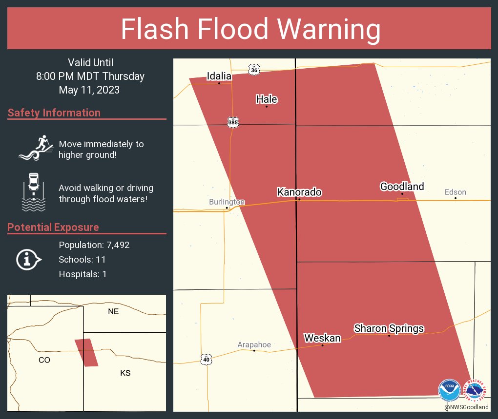 NWS Goodland on Twitter "Flash Flood Warning including Goodland KS