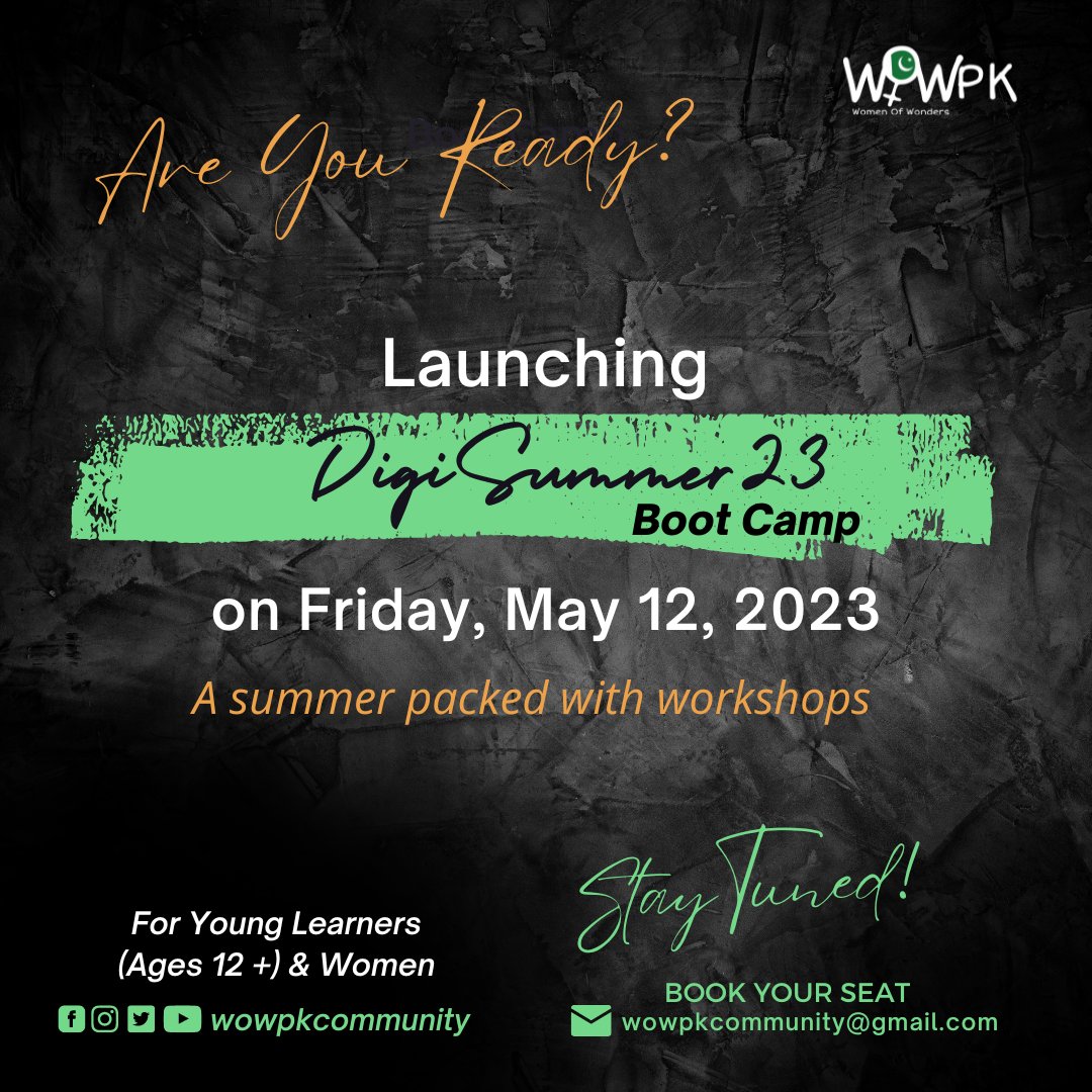 So we are about to launch our #DigiSummer Boot camp! 🤩

A boot camp where you and your kids will learn together! 

Details comping up in a few hours! 
Stay tuned! 
#summercamp #Pakistan #skills