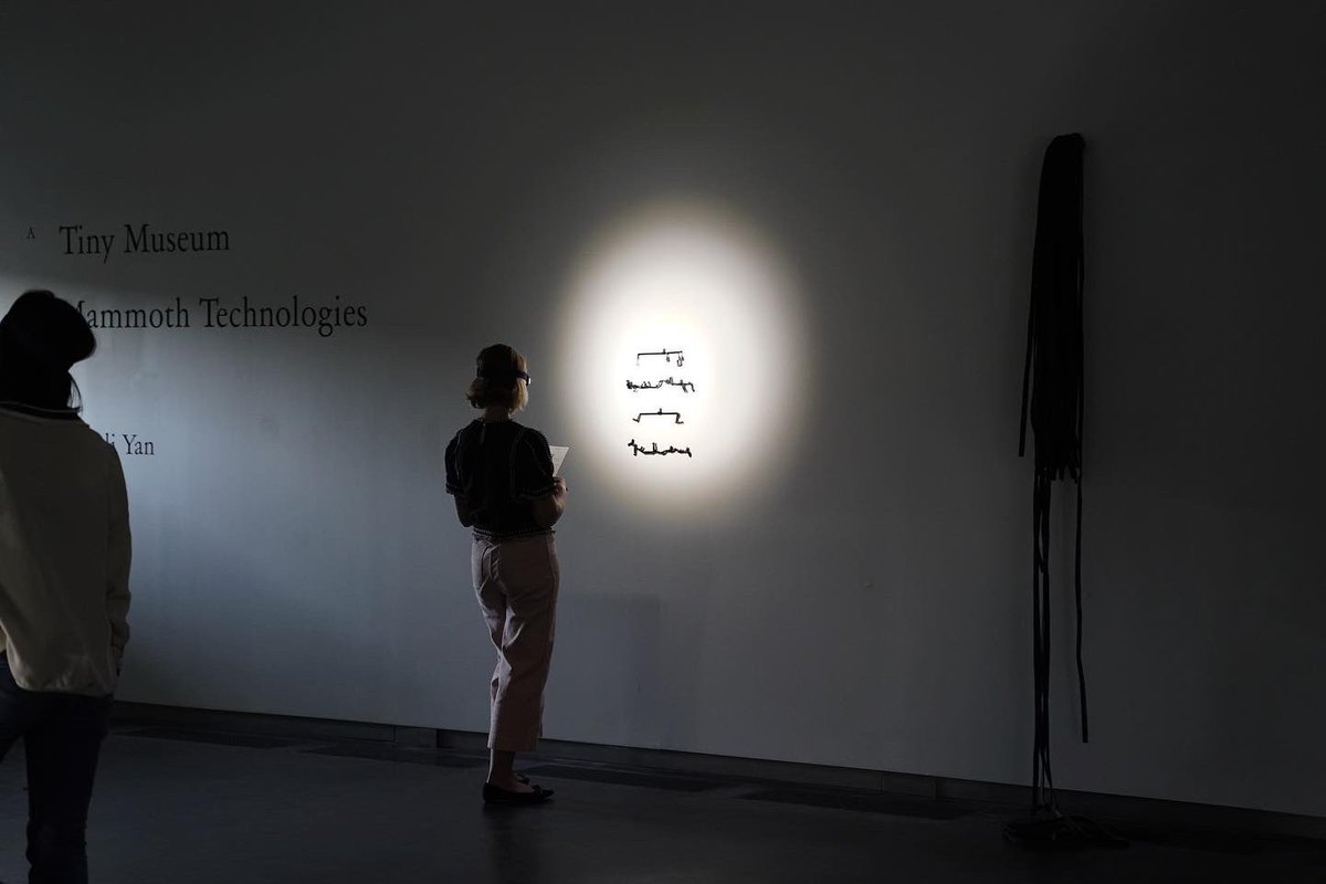 WendiYan5's tweet photo. My first solo show “A Tiny Museum of Mammoth Technologies” opened in Princeton two nights ago! 

It deals with the construction of historicity and technological narratives &amp; includes an 8 min animation film, oil paintings, (glass) sculptures &amp; AI prints! https://t.co/ESEaJ3EE9v