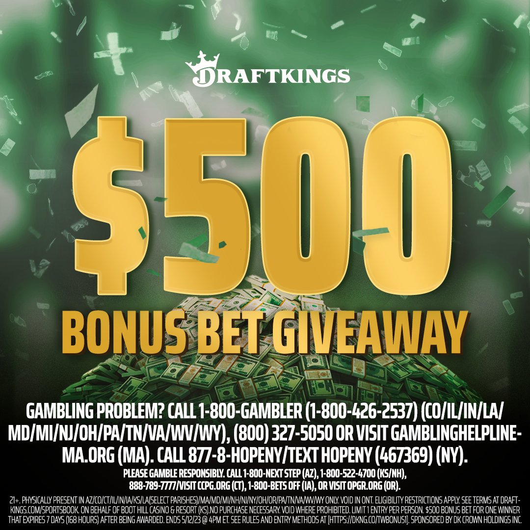 DKSports's tweet photo. Incoming Weekly $500 Bonus Bet Giveaway! 🤑

Follow these steps to enter for a shot to win:

1. Like this post
2. Follow us

Official rules: https://t.co/zwuXIsxJN5 https://t.co/JPVXSf2zji