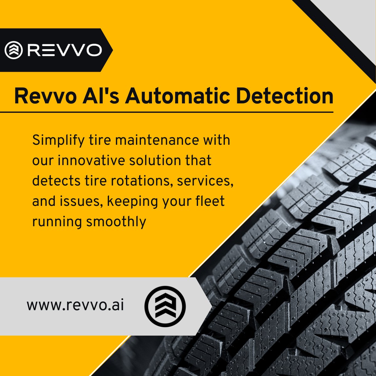 RevvoTech's tweet image. 🔄🔧 Revvo AI's Automatic Detection: Simplify tire maintenance with our innovative solution that detects tire rotations, services, and issues, keeping your fleet running smoothly. Try Revvo now! #RevvoAI #AutomaticDetection #TireMaintenance
Learn more at Revvo.AI