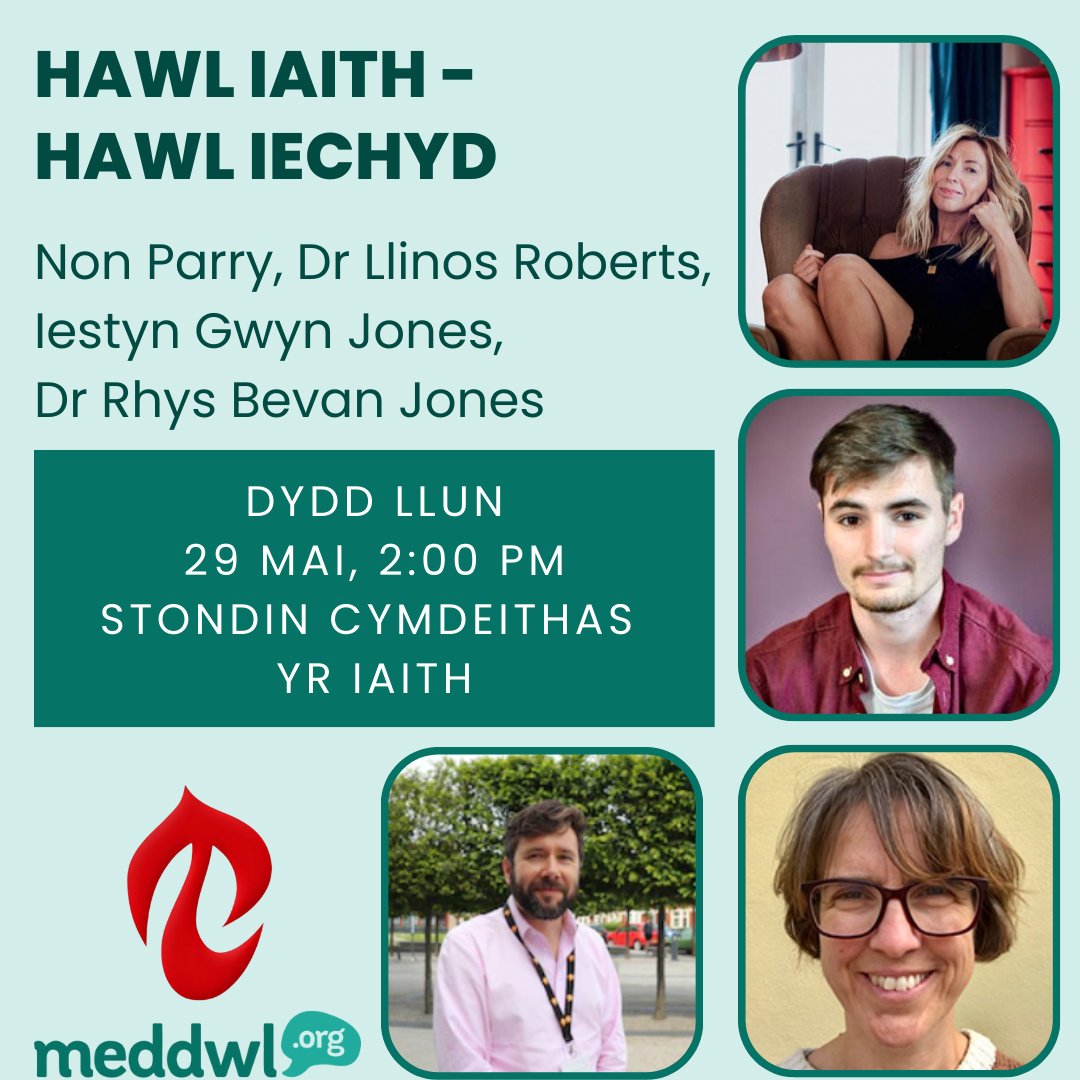 meddwl.org (@gwefanmeddwl) on Twitter photo 📢Hawl Iaith - Hawl Iechyd
📅29 Mai, 2pm, stondin <a href="/Cymdeithas/">Cymdeithas yr Iaith</a> yn <a href="/EisteddfodUrdd/">Eisteddfod yr Urdd a’r Celfyddydau</a>
Sgwrs am bwysigrwydd gwasanaethau iechyd a lles yn Gymraeg i blant a phobl ifanc gyda <a href="/noniwynw/">Non Wyn Williams</a>, @IestynGwynJones, <a href="/RhysBevanJones/">Rhys Bevan Jones</a> a Dr Llinos Roberts
Digwyddiad gyda <a href="/Cymdeithas/">Cymdeithas yr Iaith</a>. 📢Hawl Iaith - Hawl Iechyd
📅29 Mai, 2pm, stondin <a href="/Cymdeithas/">Cymdeithas yr Iaith</a> yn <a href="/EisteddfodUrdd/">Eisteddfod yr Urdd a’r Celfyddydau</a>
Sgwrs am bwysigrwydd gwasanaethau iechyd a lles yn Gymraeg i blant a phobl ifanc gyda <a href="/noniwynw/">Non Wyn Williams</a>, @IestynGwynJones, <a href="/RhysBevanJones/">Rhys Bevan Jones</a> a Dr Llinos Roberts
Digwyddiad gyda <a href="/Cymdeithas/">Cymdeithas yr Iaith</a>.