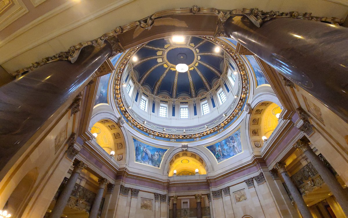 The chandelier in the rotunda of the capitol is only lit twice a year. On the first day of session and today, Statehood Day. Happy 165th Minnesota