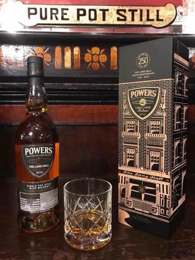 TheLongHallPub's tweet photo. @sjthomas4 @IrishDistillers @Redbreast_US @springsteen This is Bottle No. 85 (of only 252) of our @Powers_Whiskey Single Cask No 329 which we launched in November 2016 to mark the 250th Anniversary of the establishment of The Long Hall in 1766. 
I’ve been minding this for seven years and was delighted to present it to him personally. https://t.co/o5Rxuh04dw
