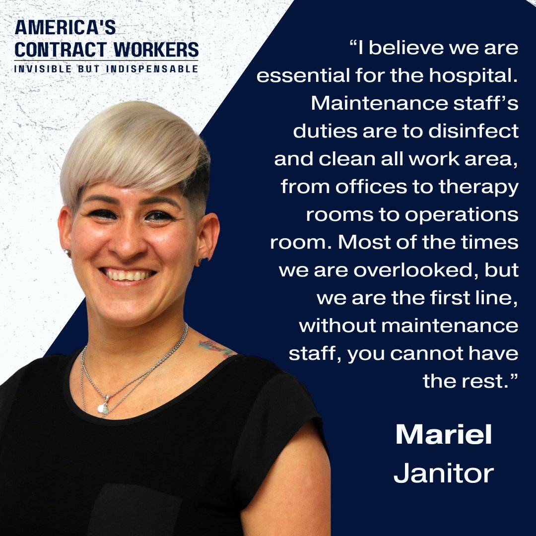 UScontractWs's tweet image. Meet Mariel, a proud mother and union member. She's also a federally contracted worker and she's proud of her essential job at the VA Hospital in San Juan, PR. Meet more workers like Mariel at americascontractworkers.org
#essentialworkers #essentialworkersmatter #contractworkers