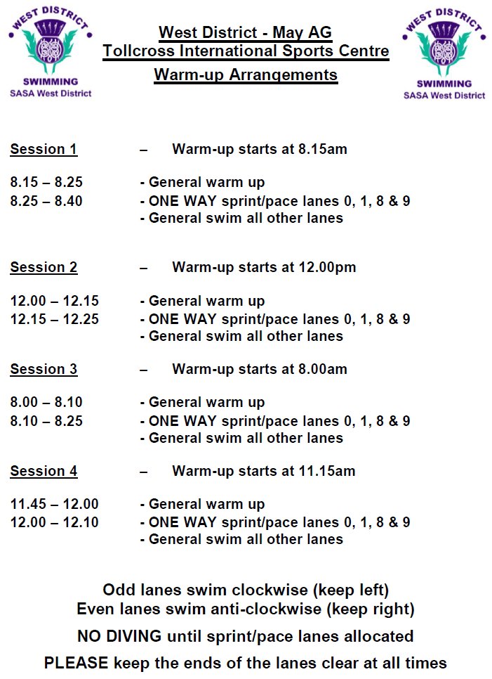 Warm-up information for this weekend