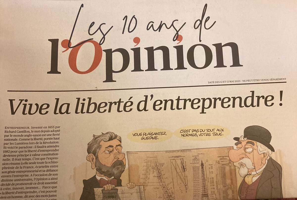 Depuis 10 ans, il célèbre, raconte et promeut, jour après jour, la liberté d’entreprendre. 
Très bon anniversaire <a href="/lopinion_fr/">l'Opinion</a> 🎉🎉
Avec <a href="/LouisBttn/">Louis Betton</a>
