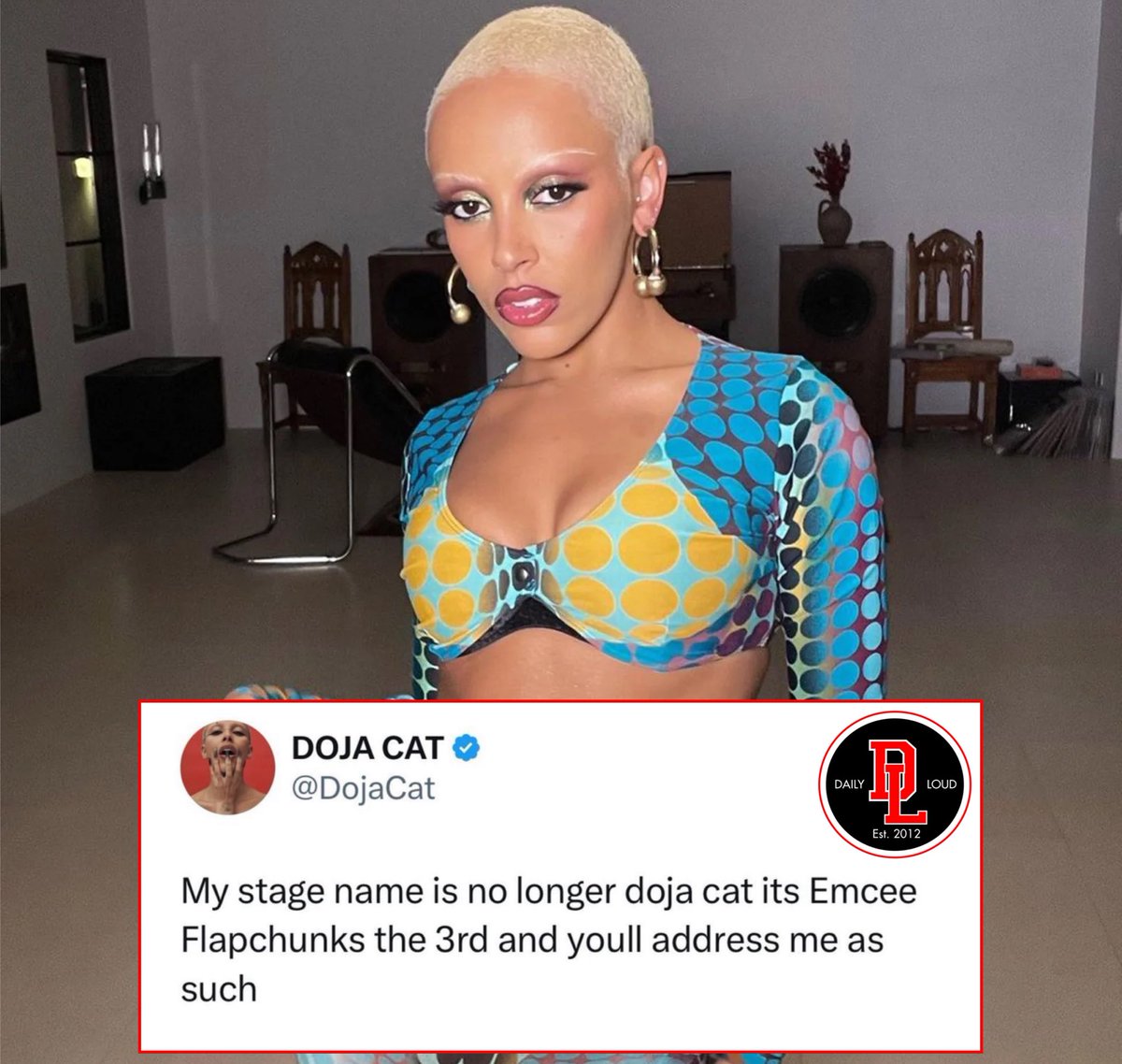 Doja Cat reveals the she has changed her stage name to “Emcee Flapchunks The 3rd”