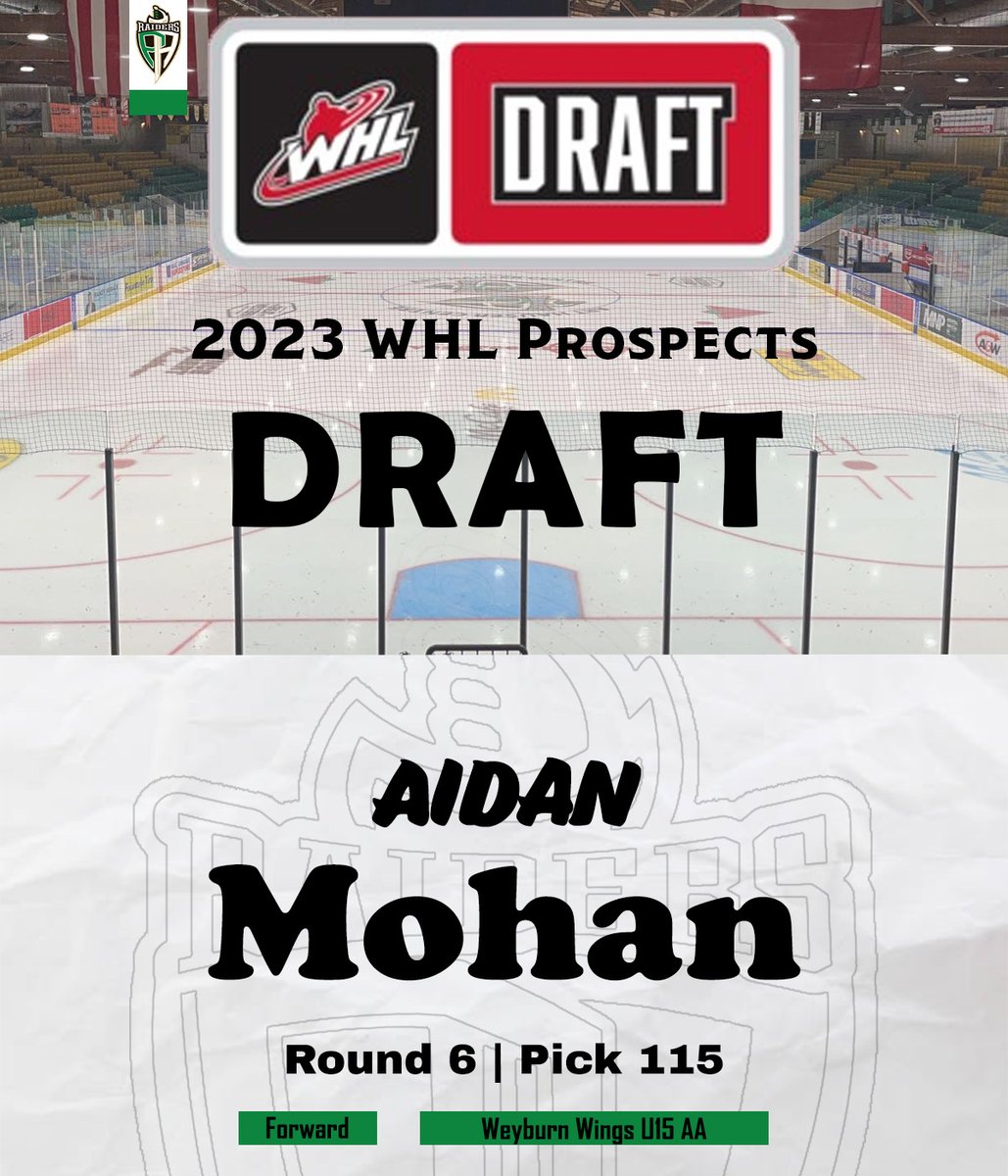 PARaidersHockey's tweet photo. With our sixth round pick, we select Aidan Mohan from the Weyburn Wings! https://t.co/ncmF21XrdA