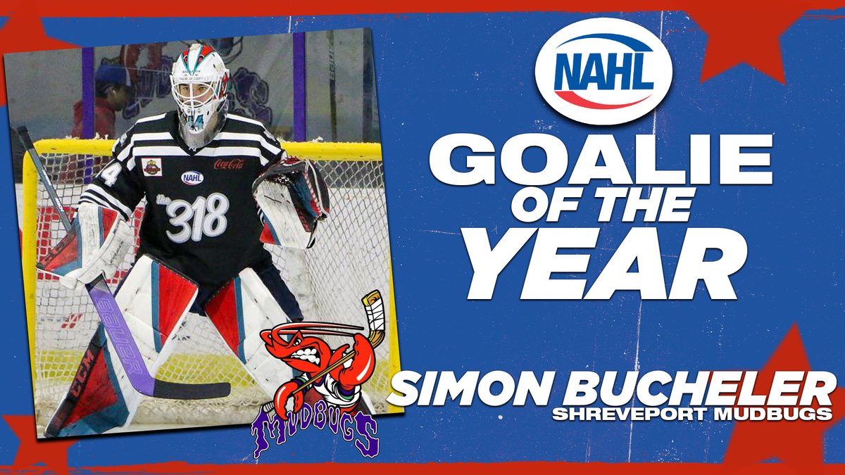 2022-23 #NAHL <a href="/truetemperhcky/">TRUE Hockey</a> Goaltender of the Year: Simon Bucheler, <a href="/mudbugshockey/">Shreveport Mudbugs</a>