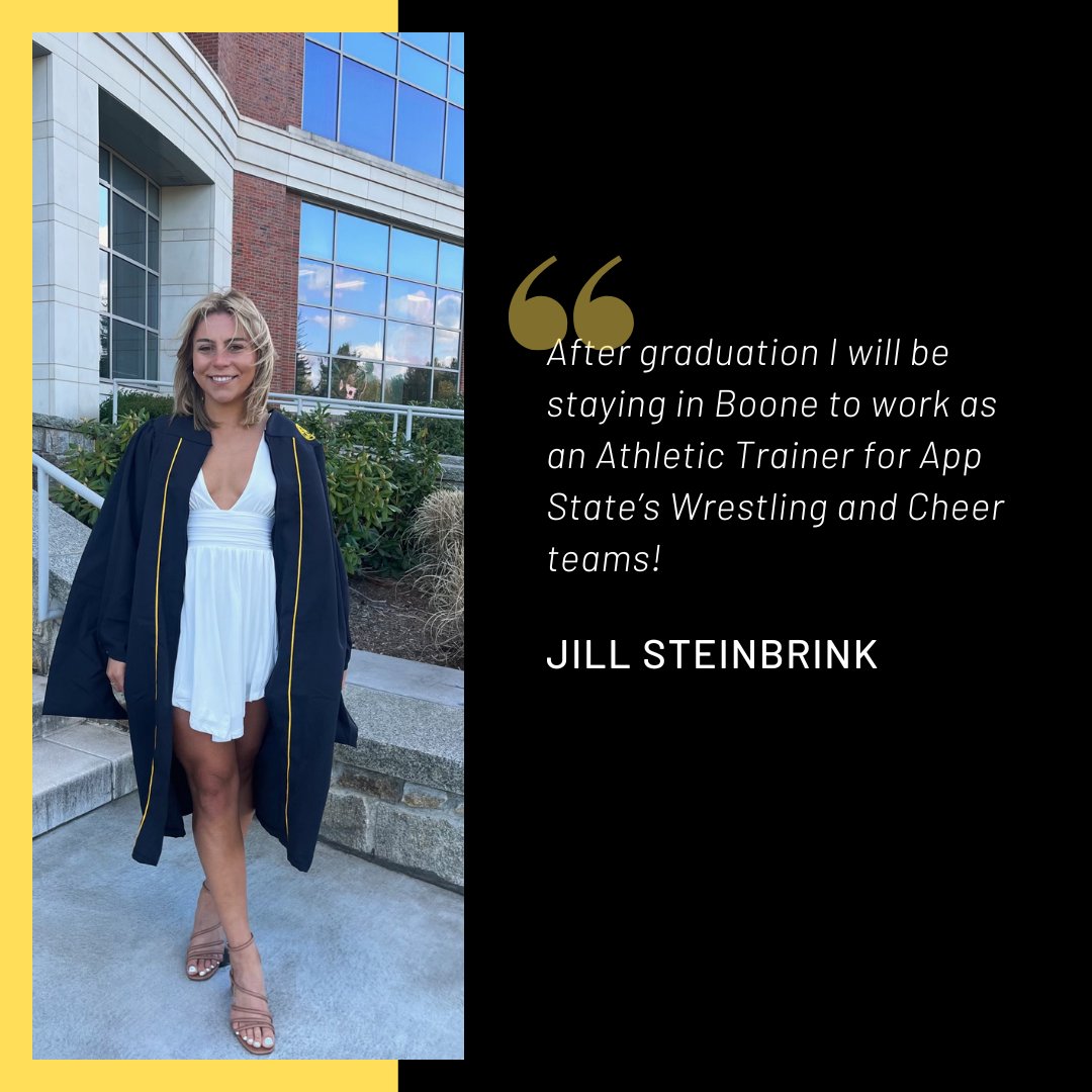 App State AT Program (@appstateatp) on Twitter photo Next graduate spotlight: Jill Steinbrink!
“After graduation I will be staying in Boone to work as an Athletic Trainer for App State’s Wrestling and Cheer teams!”
#appstate #AppStateMSAT #takinghealthtonewheights #learnbydoing #atsarehealthcare
#Appstate2023
<a href="/bchsappstate/">BCHS@appstate</a> Next graduate spotlight: Jill Steinbrink!
“After graduation I will be staying in Boone to work as an Athletic Trainer for App State’s Wrestling and Cheer teams!”
#appstate #AppStateMSAT #takinghealthtonewheights #learnbydoing #atsarehealthcare
#Appstate2023
<a href="/bchsappstate/">BCHS@appstate</a>