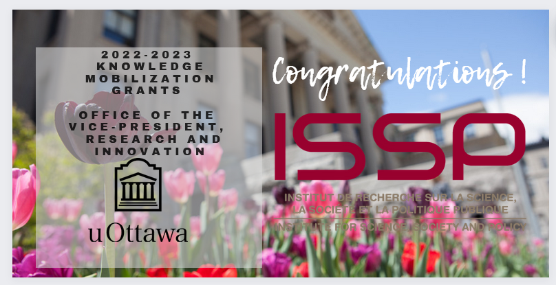 uOttawaMLagace's tweet photo. Congratulations to the @ISSP_uOttawa on winning an OVPRI Knowledge Mobilization grant for "Mobilizing ISSP Research for Policy Impact", a #PubPol project including workshops and publications on science, society and policy !
➡️https://t.co/jI0ZVGGKqb
@uOttawaFSS @uOttawaResearch https://t.co/qVcEOmLCrD