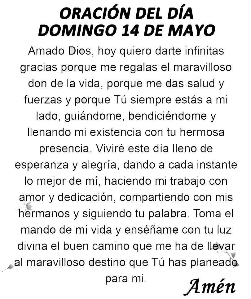 Oración del día domingo 14 de mayo de 2023.