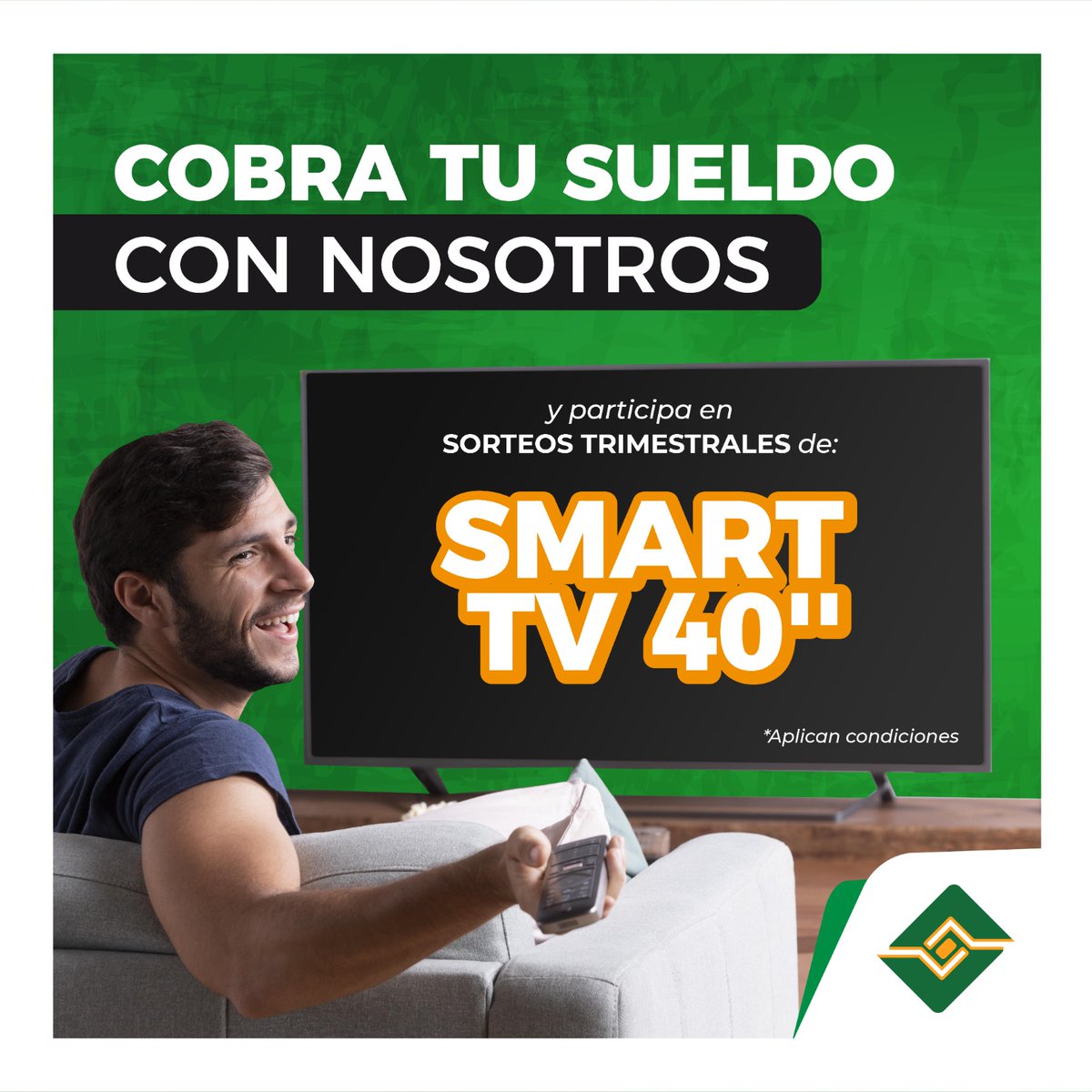 CoopChone's tweet photo. ¡Tu puedes ser uno de los ganadores! 🤩 COBRA TU SUELDO con nosotros y participa en sorteos de Smart TVs. 🖥🎉

#SUELDO #TV #SmartTV #SorteosCoopChone https://t.co/pEg6b2wLNS
