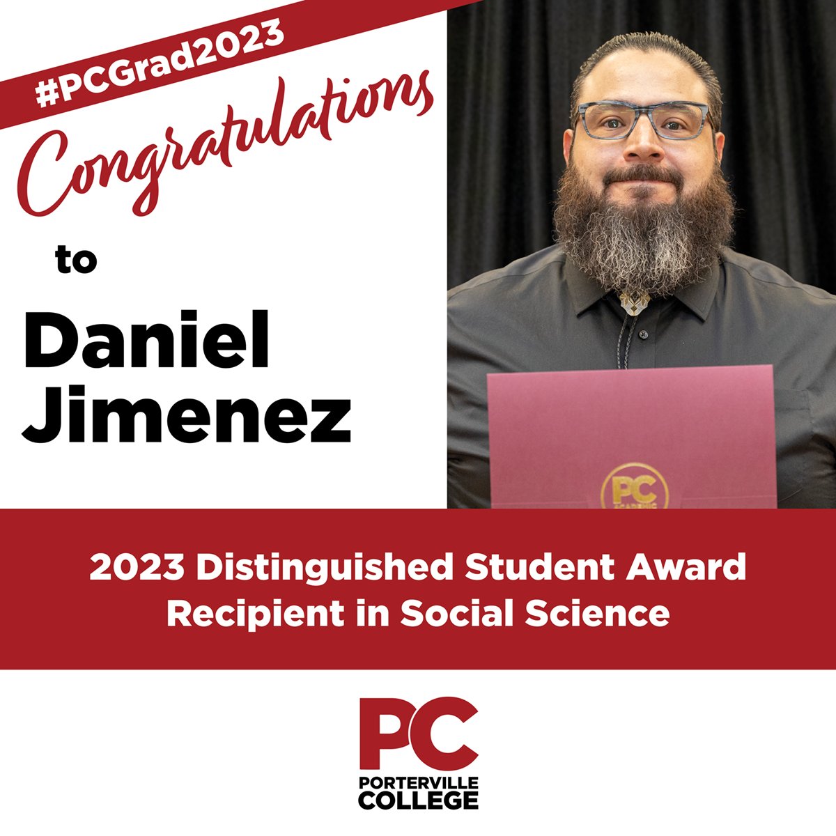 PCollegePirates's tweet photo. Congratulations to Daniel Jimenez -- 2023 Distinguished Student Award Recipient in Social Science!
#PCGrad2023 #PCStudentSuccess https://t.co/nlqNhjioOr
