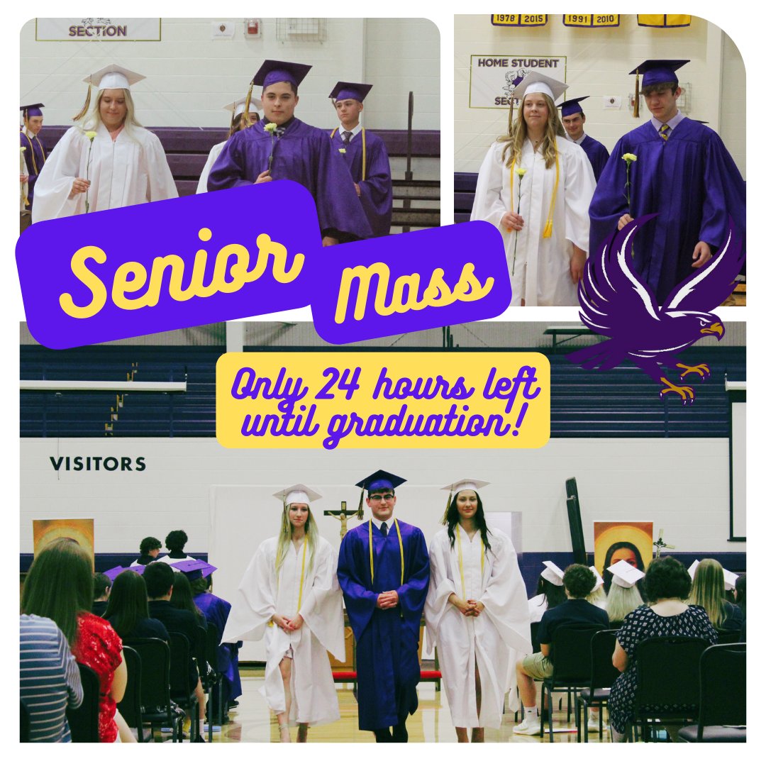 LeBlondEagles's tweet photo. Today we celebrated our seniors by inviting their parents and the student body to the beautiful Senior Mass.

Tomorrow, graduation!💜💛🦅💜💛 https://t.co/PFDMYC2sU9