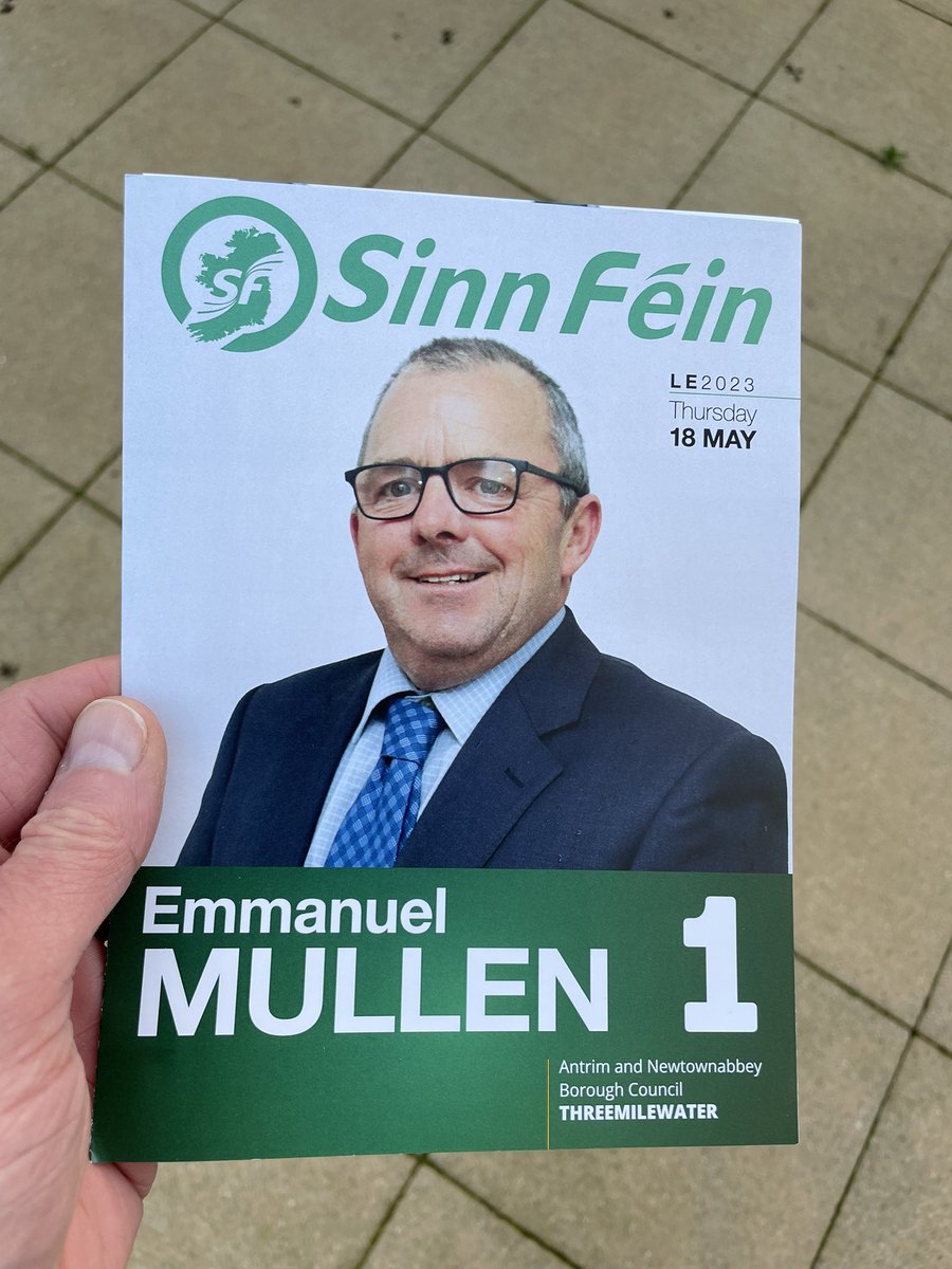DeclanKearneySF's tweet photo. Canvassing with our #ThreeMileWater candidate Emmanuel Mullen this evening in the #Jordanstown Road area.
Local people want a return to power sharing & an Executive which supports workers & families.
Sinn Féin is #WorkingForAll
Vote Emmanuel Mullen 1️⃣ and #MakePoliticsWork https://t.co/M51oLy2DlP