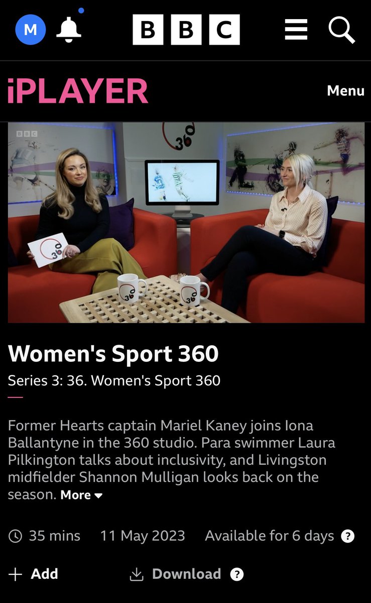mariel209's tweet photo. BBC Alba kindly gave me the opportunity to join Iona Ballantyne on the sofa for the Women’s Sport 360 show this week to discuss women’s football, inclusivity, injuries and retirement! 
⚽️🏊‍♀️🤕🏌️‍♀️

Catch up on iPlayer or Youtube here: 🎥
https://t.co/LxeTGRz8kO https://t.co/zVH2YvFpiZ