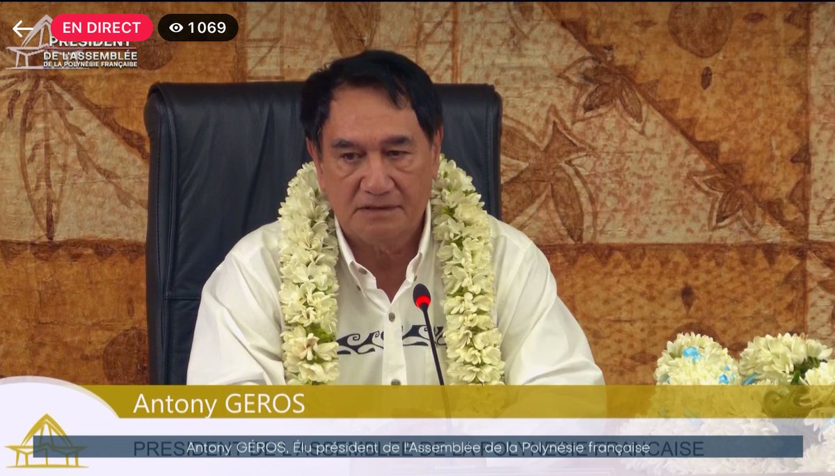 outremers360's tweet photo. Antony Geros est élu président de l’#Assemblée de #Polynésie 🇵🇫
Petite surprise : il a été élu avec 41 voix sur 57 : les 38 voix du groupe indépendantiste #Tavini et les 3 voix non inscrites du parti A Here Ia Porinetia. Les élus du #Tapura d’Edouard Fritch ont voté blanc https://t.co/AqP9qhwSaD