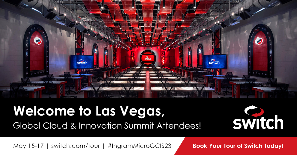 Switch's tweet image. #GCIS attendees are invited to a tour of the world&apos;s largest #tech ecosystem! Book your tour of Switch’s Core Campus during your stay in Las Vegas and discover why @Switch is trusted by the world’s leading enterprises! bit.ly/3LIT6fw #IngramMicroGCIS23