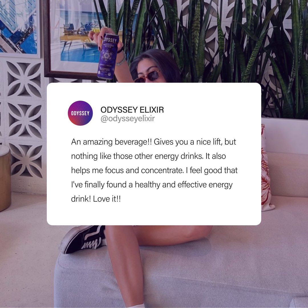 The reviews are in. If you’ve been looking for a drink that does it all, time to call off the search party! 

Energy, focus and health benefits all in one can! 

#odyssey #mushroom #energydrink #focus #moodbooster