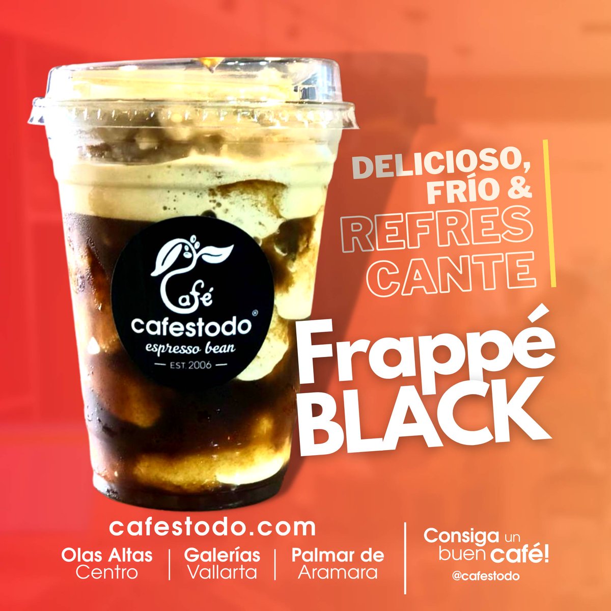 Para este calor refréscate con un Frappé  Black, disfruta del sabor del café, sin leche, con hielo frapeado, puede ser endulzado a tu gusto... <a href="/cafestodo/">cafestodo</a> | Consiga un buen café! #cafestodo #FrappeCafestodo