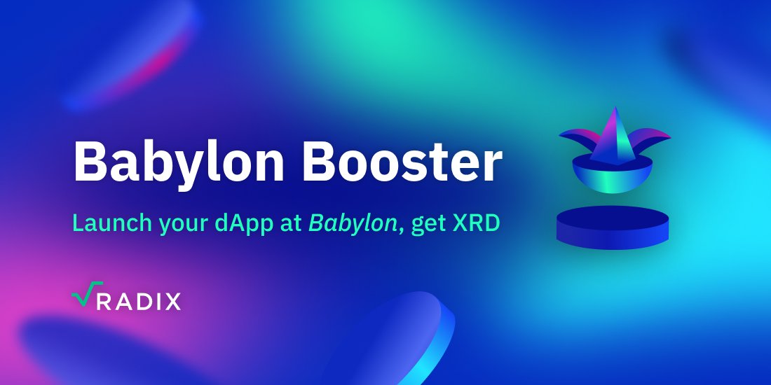 🛠️ Babylon Booster Grant 🛠️ A radically better Web3 experience is just a few months away. For builders looking to launch dApps on #Radix at Babylon, say hello to Babylon Booster Grants! Apply & learn more 👇 go.radixdlt.com/au5